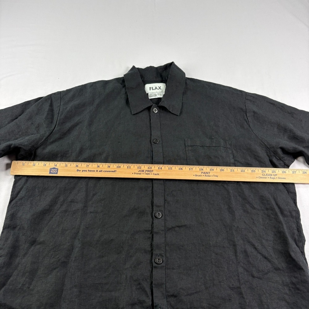 Flax 100% Linen Shirt Womens M Black Button Up Short Sleeve - Picture 4 of 7